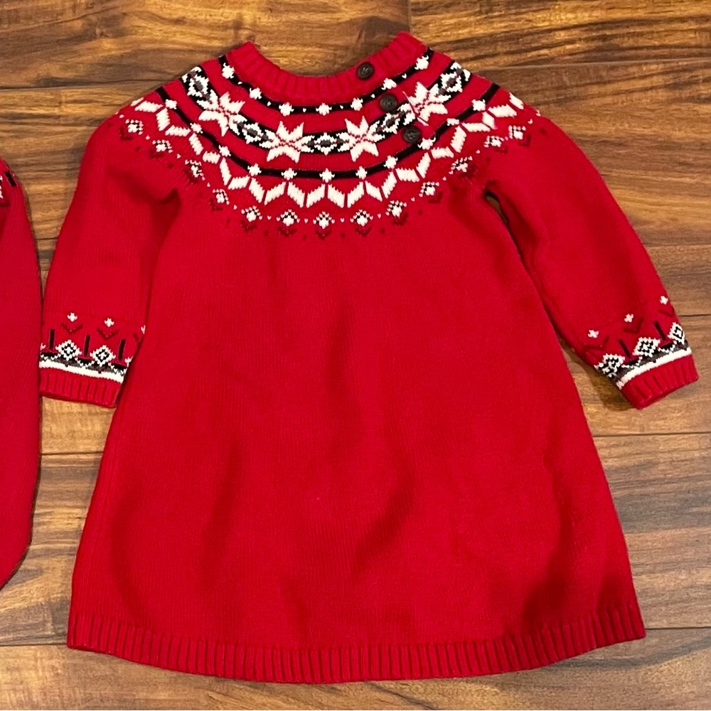 Hanna Andersson red fair isle sweater dress cotton size 2T 85 cm
